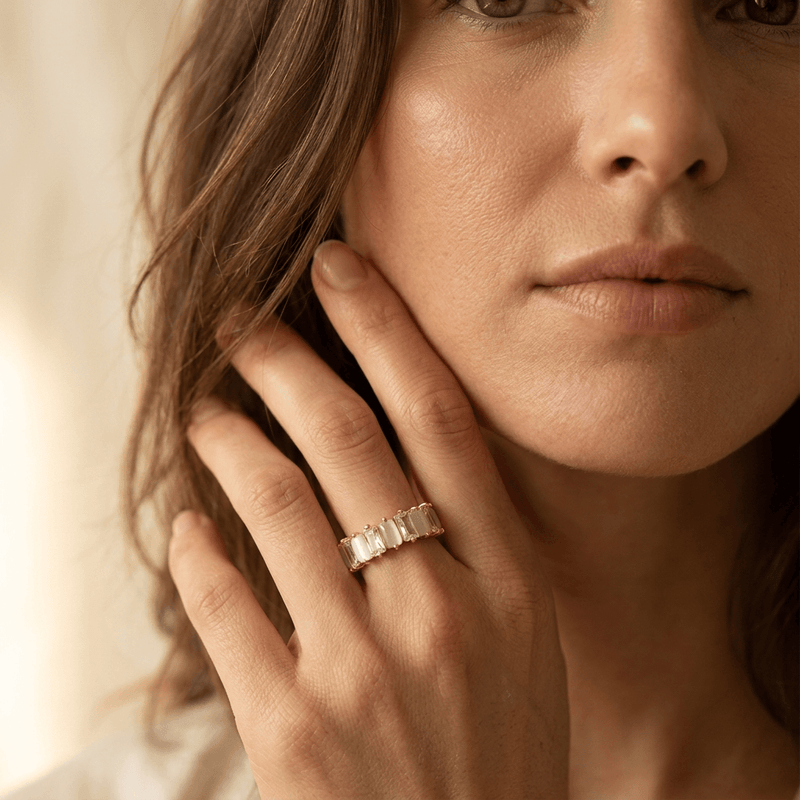 Luxurious Wide Band Triple Zirconia Stone Ring