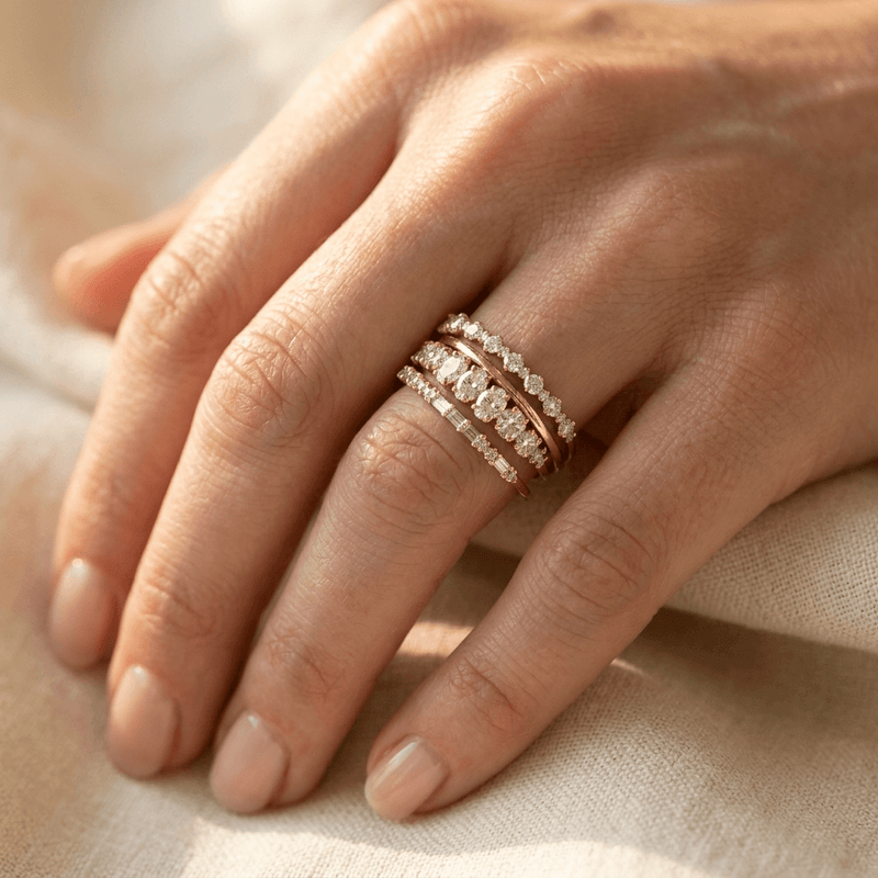 Retro Copper Oval Zirconia Minimalist Ring