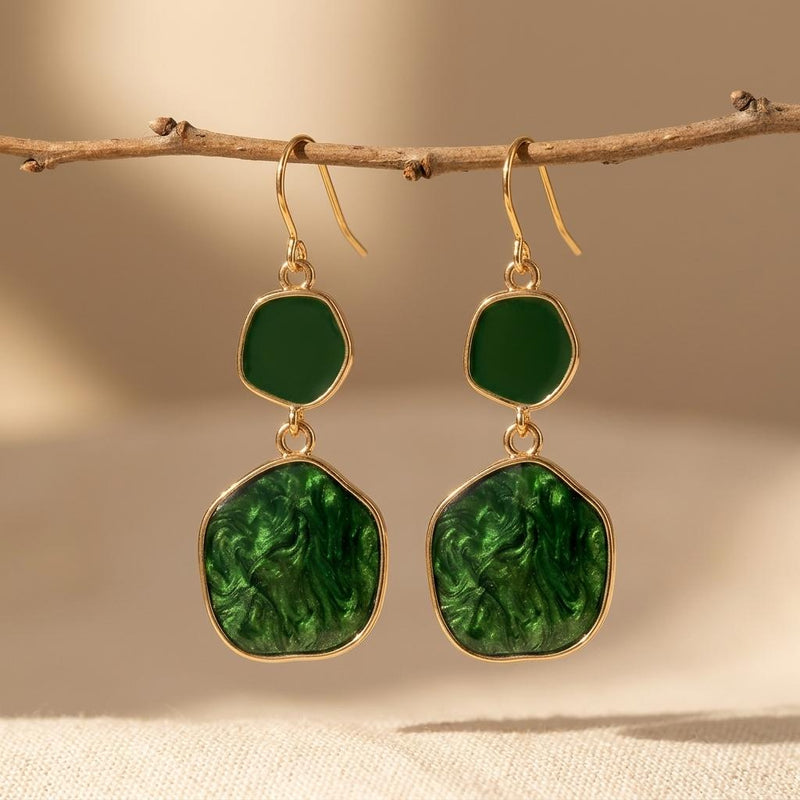 Vintage Geometric Resin Dangle Earrings