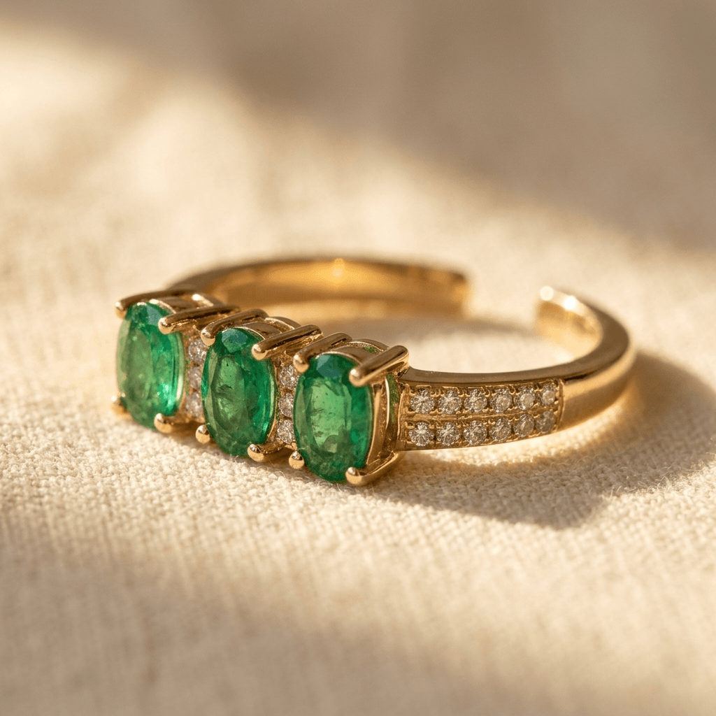 Light Luxury Green Zirconia Shimmer Engagement Ring