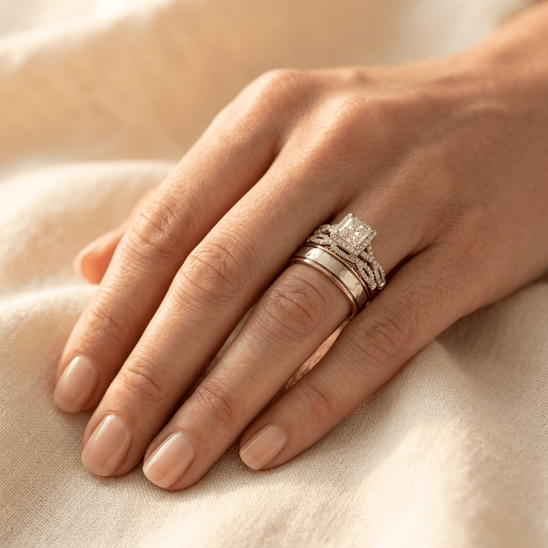 Exquisite Luxurious Round Synthetic Zircon Ring Set